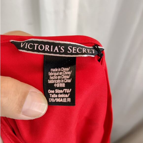 Victoria's Secret Red "Love" Silky Robe, One Size, NWT - Picture 7 of 8